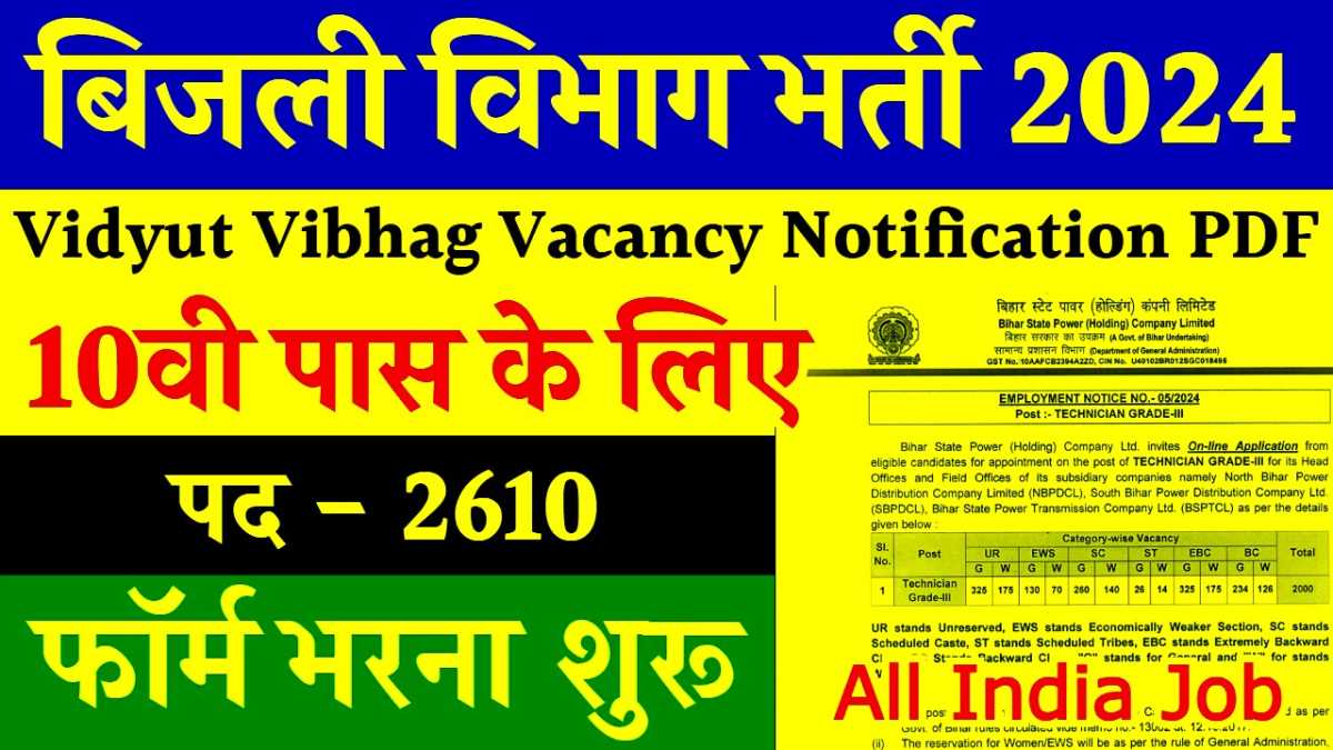 You are currently viewing Bijali Vibhag Sarkari Job बिजली विभाग में 20000+ पदों पर निकली सरकारी नौकरी भर्ती